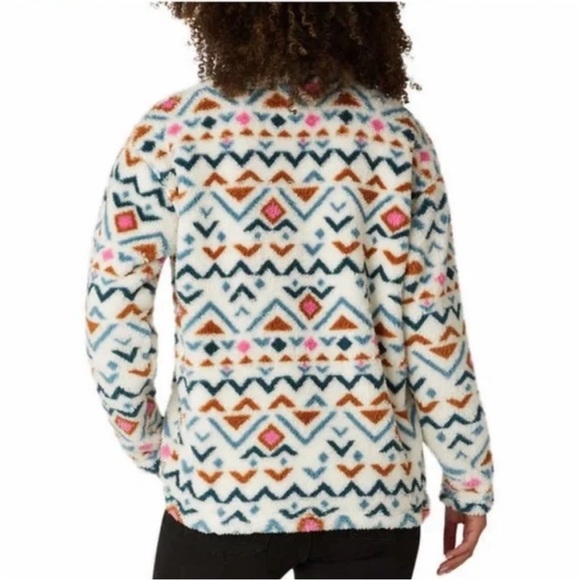 Eddie Bauer Fleece Pullover Size M Cozy Aztec Pattern Winter Casual - Picture 3 of 12